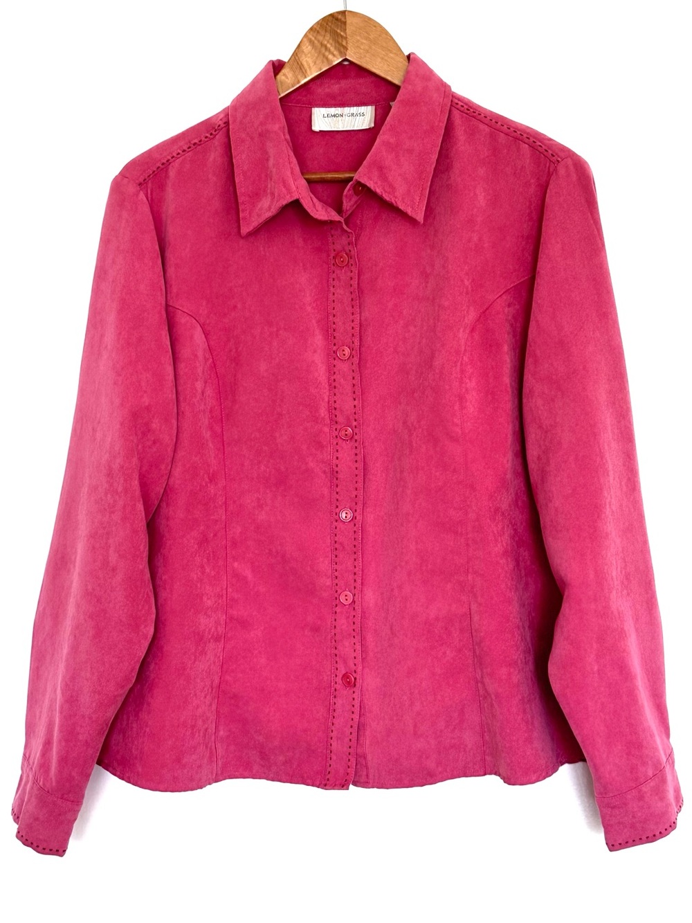 Lemon Grass Shirt Women’s XL Pink Button Up Long Sleeve Collared Top